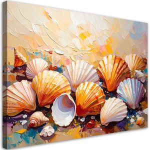Obraz do salonu łazienki, Kolorowe Muszle Plaża imitacja farby 120×80 780069 Obraz do salonu łazienki, Kolorowe Muszle Plaża imitacja farby 120×80 780069