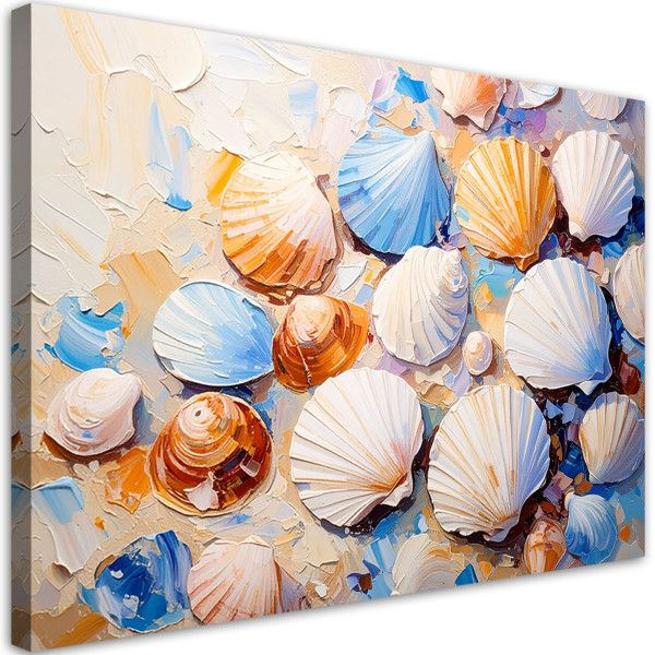 Obraz do salonu łazienki, Muszle Plaża Piasek jak malowany 120x80 780779