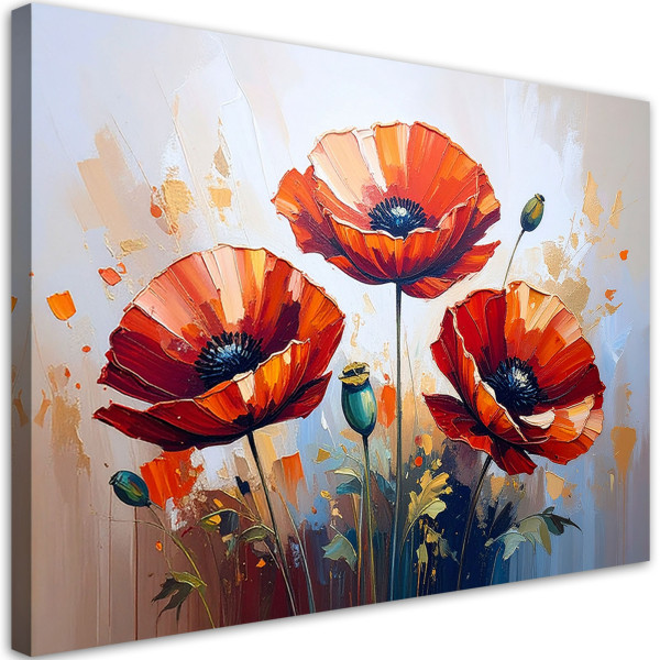 Obraz do salonu nowoczesny, Czerwone Maki na beżowym tle 120x80 779066