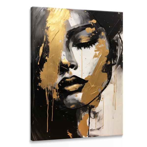 Obraz Do Salonu Nowoczesny Złoty Portret 70x100cm 202820