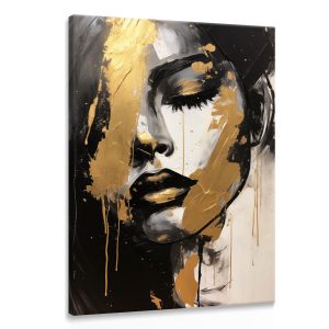 Obraz Do Salonu Nowoczesny Złoty Portret 80x120cm 202779