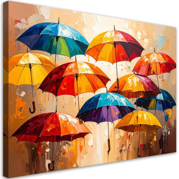 Obraz do salonu pokoju, Kolorowe Parasole Abstrakcja 100x70 781395