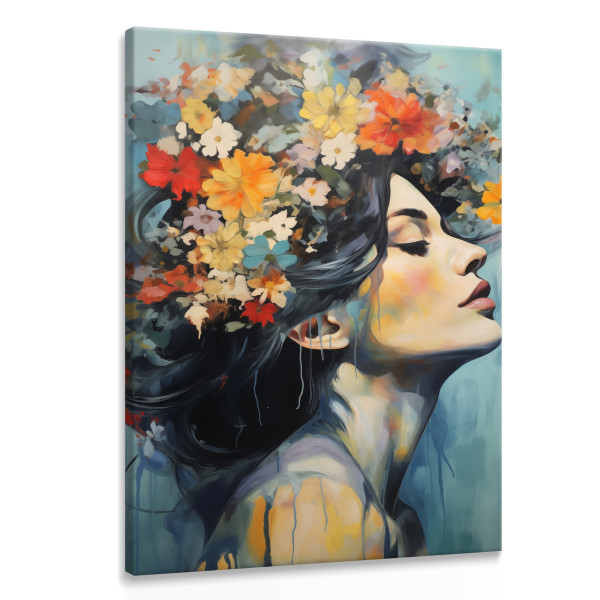 Obraz Do Salonu Portret Kobiety Z Kwiatami 30x40cm 202893