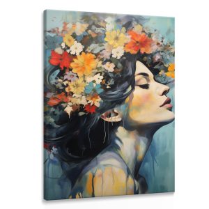Obraz Do Salonu Portret Kobiety Z Kwiatami 50x70cm 202703 Obraz Do Salonu Portret Kobiety Z Kwiatami 50x70cm 202703