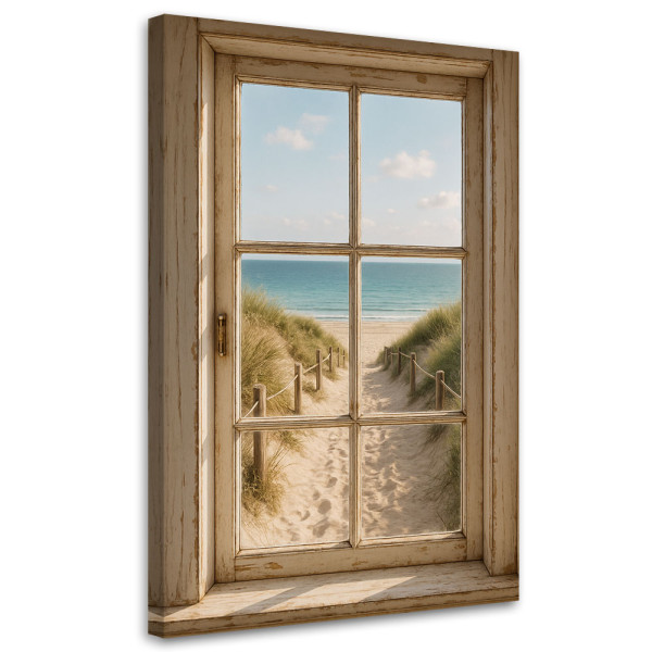 Obraz do salonu, Shabby Chic Widok z okna na plażę 40x60 778931