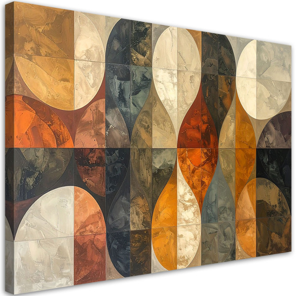 Obraz do salonu sypialni, Abstrakcja geometryczna w beżowo brązowych 30x20 888049
