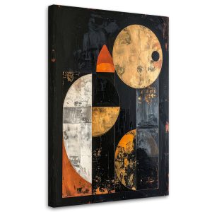 Obraz do salonu sypialni, Abstrakcja geometryczna złoto czarna 80×120 887129 Obraz do salonu sypialni, Abstrakcja geometryczna złoto czarna 80×120 887129