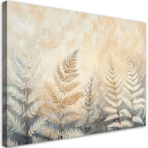 Obraz do salonu sypialni, Beżowe liście paproci natura pióra boho 120×80 650878
