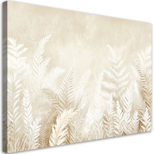 Obraz do salonu sypialni, Beżowe liście paproci pióra w stylu boho 120×80 650881 Obraz do salonu sypialni, Beżowe liście paproci pióra w stylu boho 120×80 650881