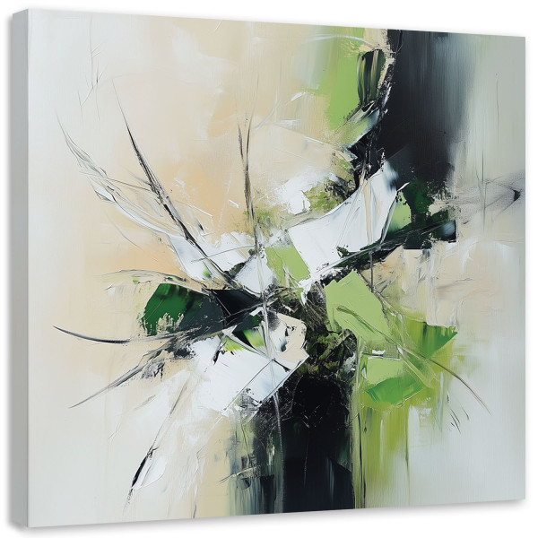 Obraz do salonu sypialni biura, Abstrakcja zielony beżowy czarny 50x50 780463