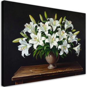 Obraz do salonu sypialni biura, Białe lilie kwiaty 100×70 885328 Obraz do salonu sypialni biura, Białe lilie kwiaty 100×70 885328