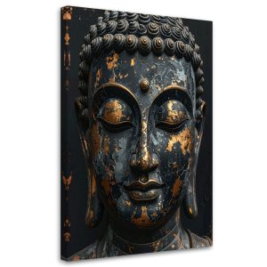 Obraz do salonu sypialni biura, Czarny Posąg Buddy Zen Spa Orient 30×45 887534