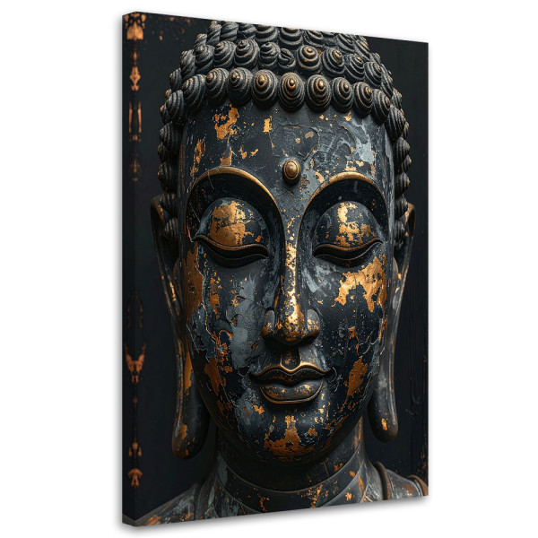 Obraz do salonu sypialni biura, Czarny Posąg Buddy Zen Spa Orient 60x90 886001