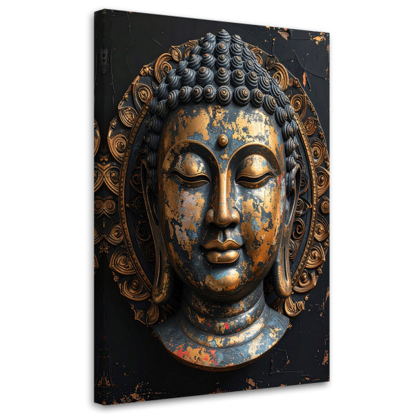 Obraz do salonu sypialni biura, Czarny Posąg Buddy Zen Spa Orient 70x100 888125