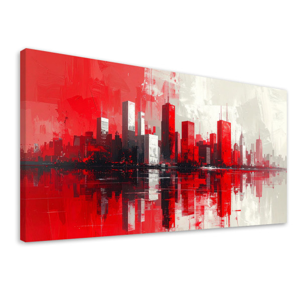 Obraz do salonu sypialni biura, Czerwone Miasto Budynki imitacja 100x50 890104