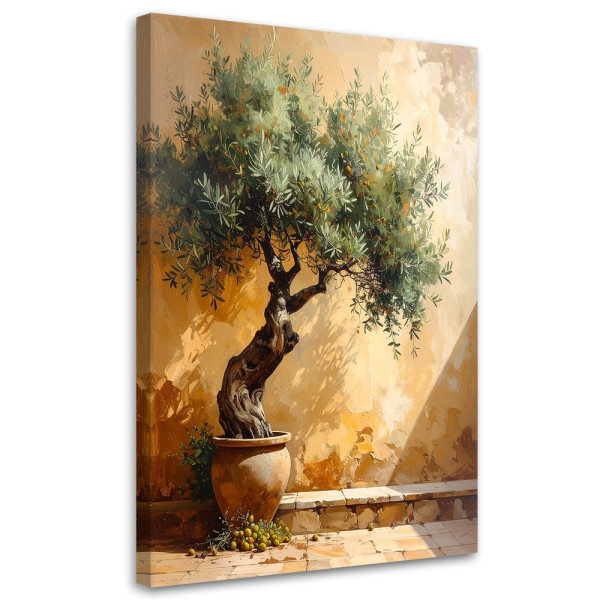 Obraz do salonu sypialni biura, Drzewko oliwne na tle muru 80x120 886335