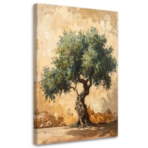 Obraz do salonu sypialni biura, Drzewko oliwne na tle muru beżowy 80×120 887871 Obraz do salonu sypialni biura, Drzewko oliwne na tle muru beżowy 80×120 887871