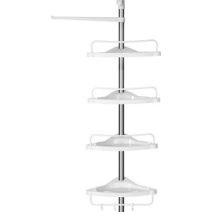 Półka teleskopowa łazienkowa 95-300 cm biało-srebrna z wieszakiem 1011433 Półka teleskopowa łazienkowa 95-300 cm biało-srebrna z wieszakiem 1011433