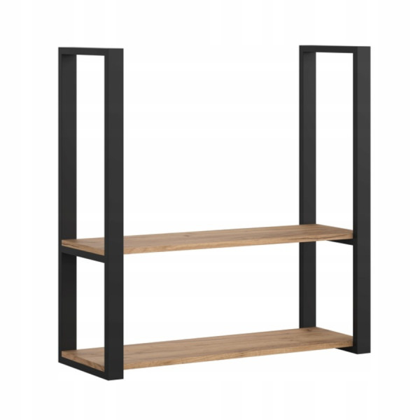 Półka Wisząca Sufitowa Loft Czarna Metalowa 90 cm na Dąb Craft Złoty 756580