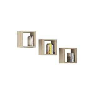 Półki ścienne, komplet 3 sztuk, SAFI PLUS, 25×25, sonoma, mat | TYLETEGOTU 987242