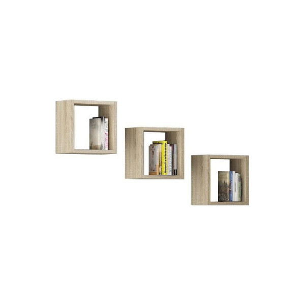 Półki ścienne, komplet 3 sztuk, SAFI PLUS, 25x25, sonoma, mat | TYLETEGOTU 987242
