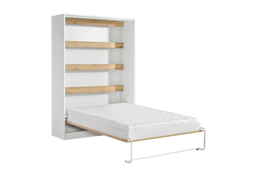 Półkotapczan Perfekt 140x200 pionowy z materacem Dąb+Biały 725917