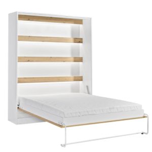 Półkotapczan Perfekt 160×200 pionowy z materacem Dąb+Biały 725910