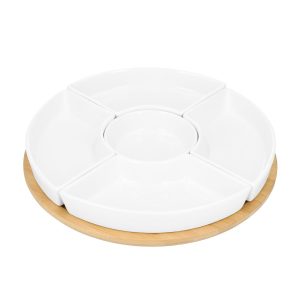 Półmisek FINCAN z białymi miseczkami i obrotową tacą 30 cm HOMLA 934395 Półmisek FINCAN z białymi miseczkami i obrotową tacą 30 cm HOMLA 934395