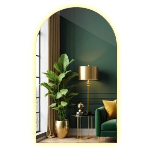 Półowalne nieregularne lustro łazienkowe 40×70 cm LED – ciepłe światło 394753 Półowalne nieregularne lustro łazienkowe 40×70 cm LED – ciepłe światło 394753