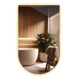 Półowalne nieregularne lustro łazienkowe 40×70 cm LED – neutralne światło 394754 Półowalne nieregularne lustro łazienkowe 40×70 cm LED – neutralne światło 394754