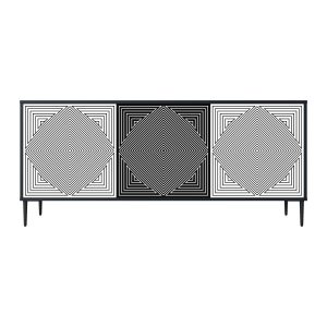 POLYGON ILLUSION Komoda 3 drzwi Czarna-Metalowa szpilka czarna 441824 POLYGON ILLUSION Komoda 3 drzwi Czarna-Metalowa szpilka czarna 441824