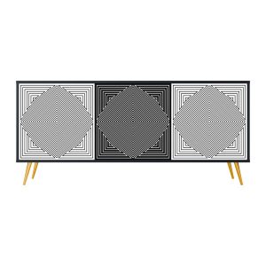 POLYGON ILLUSION Komoda 3 drzwi Czarna-Metalowa szpilka złota 441818 POLYGON ILLUSION Komoda 3 drzwi Czarna-Metalowa szpilka złota 441818