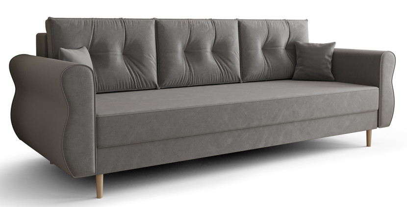 Popielata sofa z pojemnikiem na pościel - Matica 357418