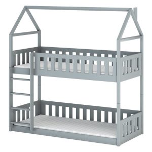 Popielate łóżko piętrowe dla niskich rodziców POLA 90×180 ze stelażem flex 871998 Popielate łóżko piętrowe dla niskich rodziców POLA 90×180 ze stelażem flex 871998