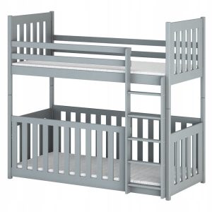 Popielate łóżko piętrowe z barierkami rozkładane 2w1 CRIS 80×160 848466 Popielate łóżko piętrowe z barierkami rozkładane 2w1 CRIS 80×160 848466