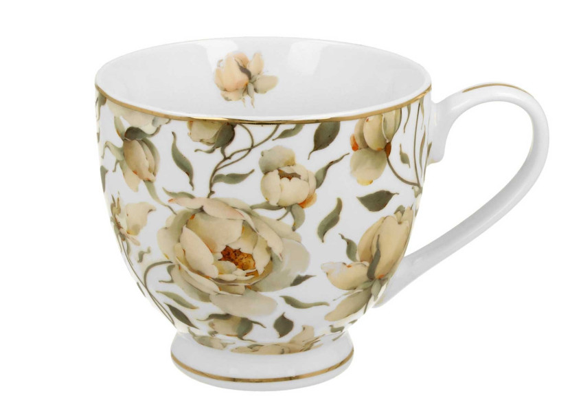 Porcelanowy Kubek na Stopce English 530 ml do Kawy Herbaty Napoi 648667
