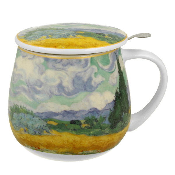 Porcelanowy kubek z zaparzaczem 430 ml Van Gogh Wheat Field do Kawy Herbaty 648662