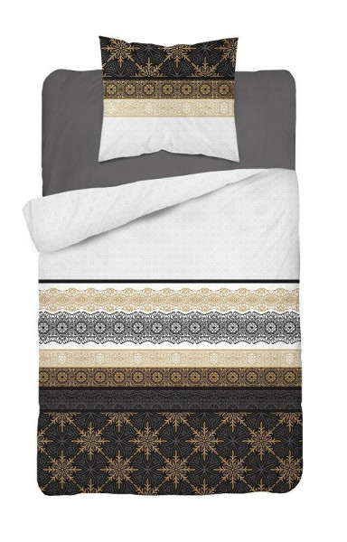 Pościel 140x200 glamour ornamenty grafitowa złota 3835 A Bawełna 88 961756