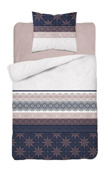 Pościel 140x200 glamour ornamenty granatowa pudrowa 3835 B Bawełna 88 961742