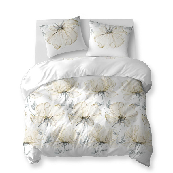 Pościel 160x200 biała w duże kremowe kwiaty – 5770 B – Cotton Bloom 961727