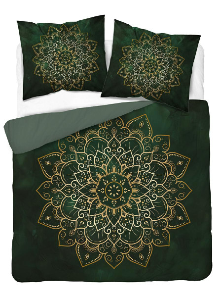 Pościel 160x200 butelkowozielona w stylu boho – 5838 A – Floral Elegance 961743