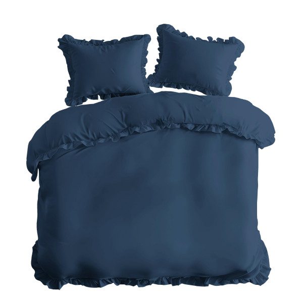 Pościel 160x200 denim jednobarwna z falbanką Pure 23 961785
