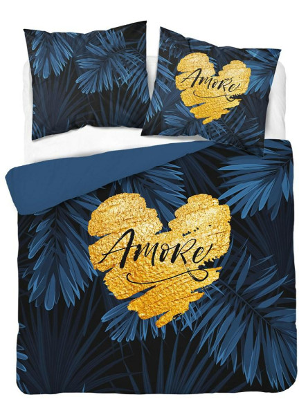 Pościel 160x200 granatowa amore w liście 4414 A Holland 35 961732