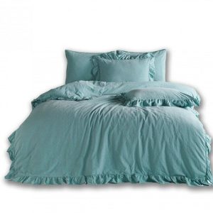 Pościel 160×200 niebieska Mineral Blue z falbanką Stonewashed 969730 Pościel 160×200 niebieska Mineral Blue z falbanką Stonewashed 969730