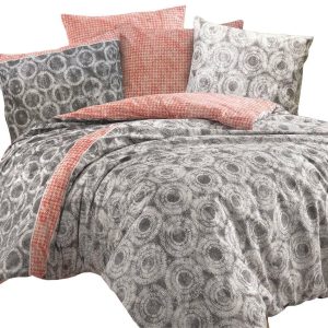 Pościel 160×200 Octavia Grey szara czerwona Cottonlove Exclusive 969753 Pościel 160×200 Octavia Grey szara czerwona Cottonlove Exclusive 969753