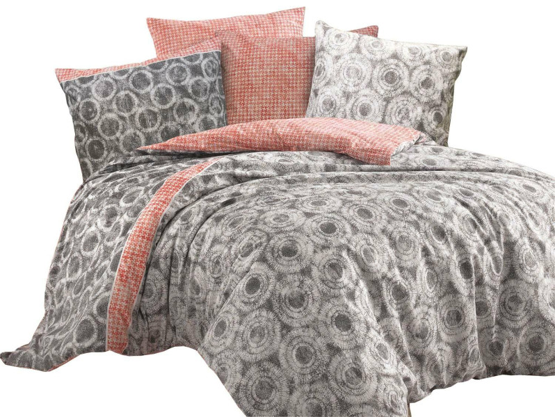 Pościel 160x200 Octavia Grey szara czerwona Cottonlove Exclusive 969753