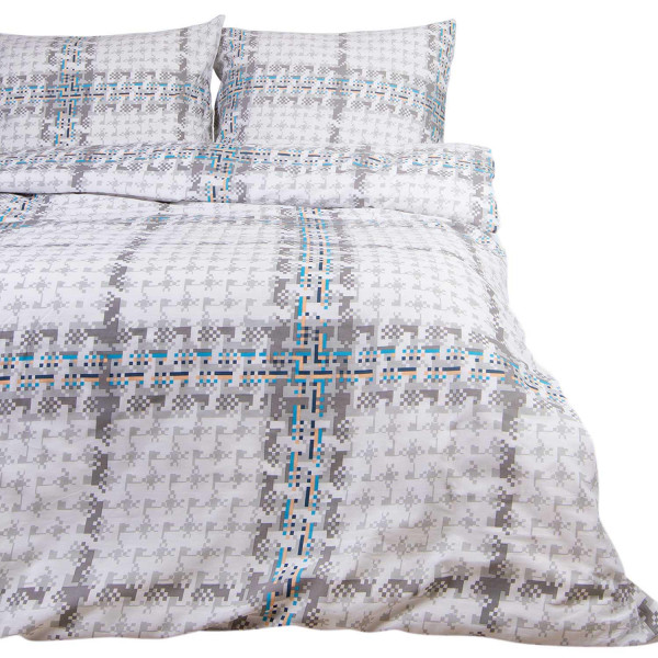 Pościel 160x200 szara krata pepitka 71470/1 Cottonlove 6 969759