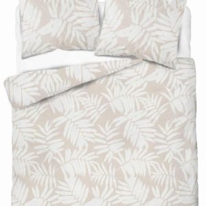 Pościel 220×200 Beżowa w liście – tropikalny wzór – 5335 B – Soft Meadow 961843
