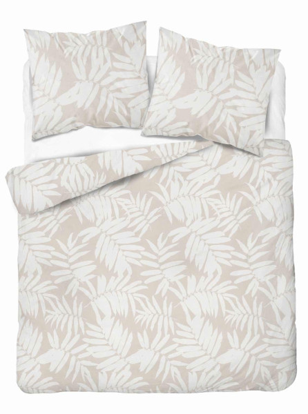 Pościel 220x200 Beżowa w liście – tropikalny wzór - 5335 B - Soft Meadow 961843
