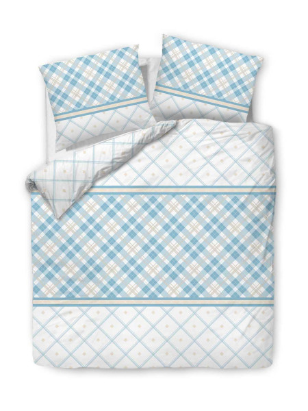 Pościel 220x200 biała turkusowa kratka romby 71466/1 Cottonlove 3 969740